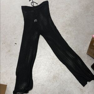 Black Crochet Pants Drawstring Belt SUPERDOWN - Size Small - Worn Once Cover Up